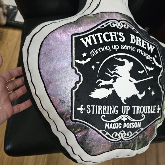 Halloween Hocus Pocus Witches Brew Potion Bottle Tonic Decor Pillow - Picture 5 of 13